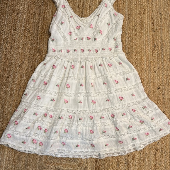 LoveShackFancy White and Pink Floral Mini Dress - Picture 2 of 7